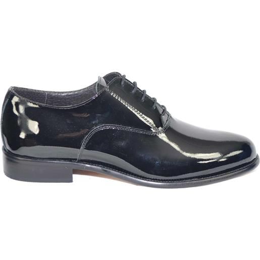 Malu Shoes scarpe calzature business man eleganti colore nero vernice vera pelle made in italy fondo in vero cuoio art 018 mp