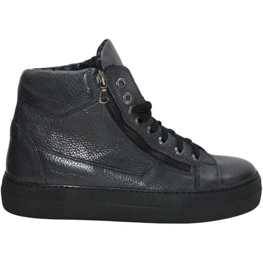 Malu Shoes sneakers alta grigio due zip fondo comfort alto antiscivolo moda
