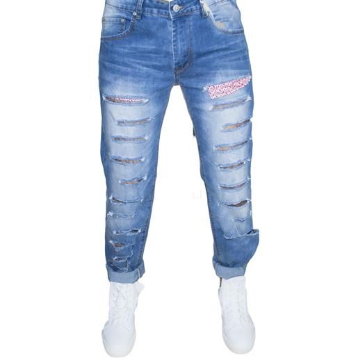 Malu Shoes jeans uomo man blu jeans stracciato moda made in italy