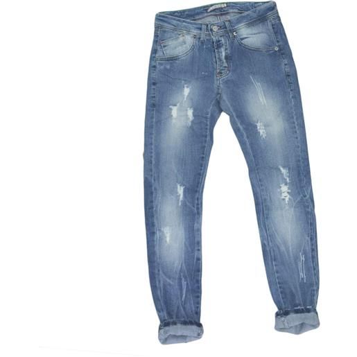Malu Shoes jeans uomo man blu stracciato monocromo moda made in italy