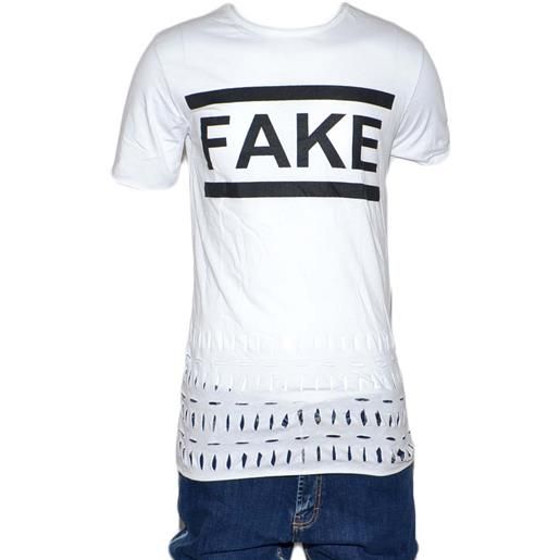 Malu Shoes t-shirt man uomo stampato bianco white fake fantasia taglia moda uomo man moda giovanile