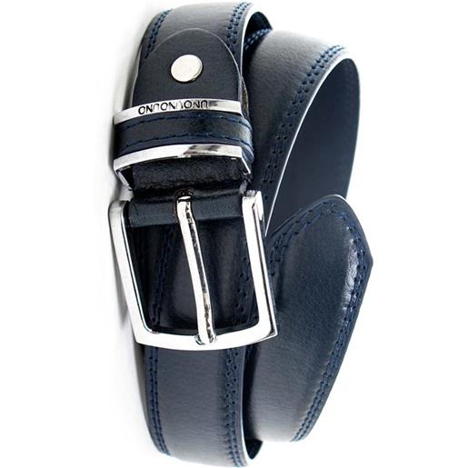 Malu Shoes cinta uomo in ecopelle h3,5cm tinta unita blu con fibbia in metallo cintura ecopelle regolabile