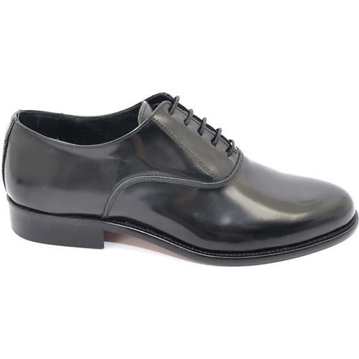 Malu Shoes scarpe uomo francesina nera pelle lucida fondo cuoio antiscivolo nero stringhe genuine leather