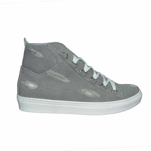 Malu Shoes sneakers uomo scarpe jeans grigio strappi stringata made in italy