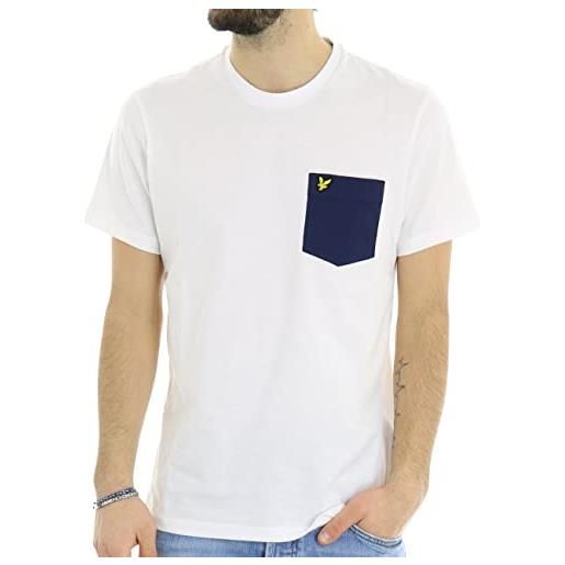 Lyle & Scott uomo t-shirt con tasca a contrasto bianco/blu navy xxl