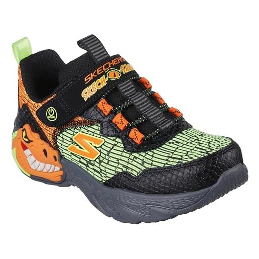 Skechers 400615l bkor, scarpe da ginnastica bambini e ragazzi, nero sintetico arancione verde tessile tr, 34 eu