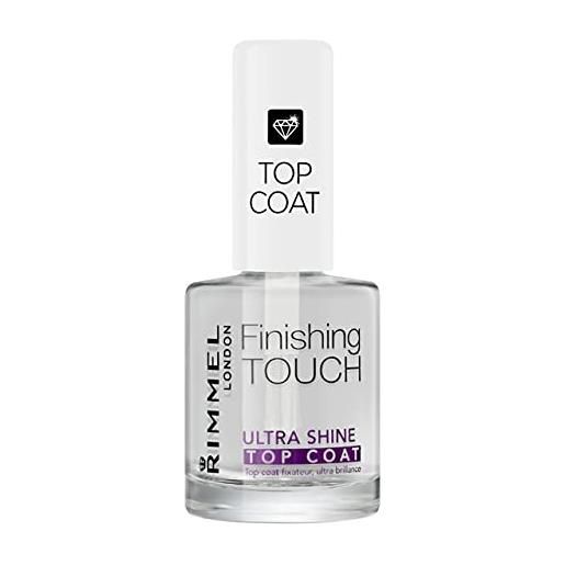 Rimmel London top coat ultra shine finishig touch ad asciugatura rapida per smalto unghie - trasparente - 12 ml