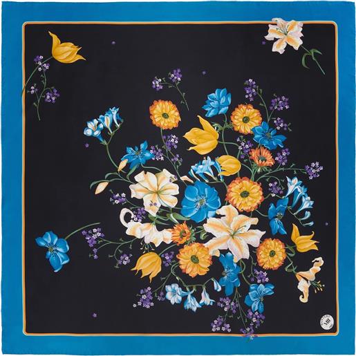 Mantero archivio 57 chelsea flower foulard 90x90, 100% seta, nero