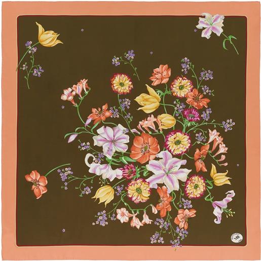 Mantero archivio 57 chelsea flower foulard 90x90, 100% seta, verde