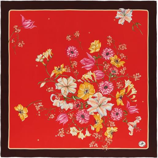 Mantero archivio 57 chelsea flower foulard 90x90, 100% seta, rosso