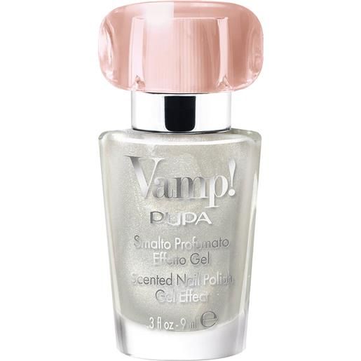 Pupa vamp!Nail polish smalto profumato effetto gel - fragranza rosa 125 - white snow