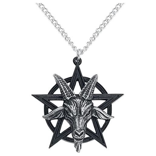Metallica alchemy gothic baphomet pendant uomo collana nero/argento peltro