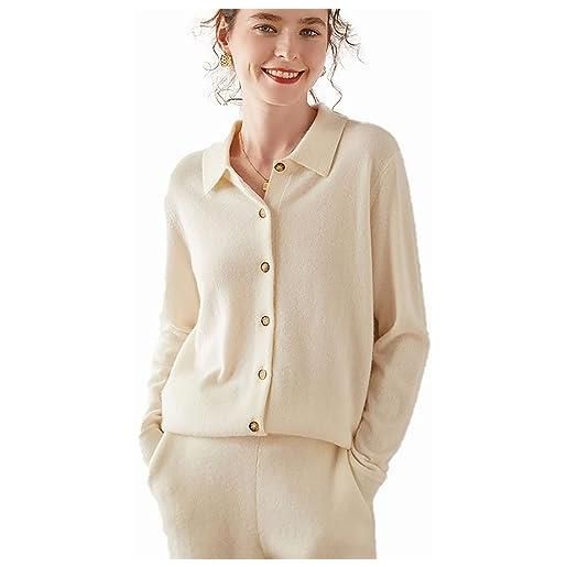 Cardigan donna con cappuccio 100% cashmere manica lunga beige