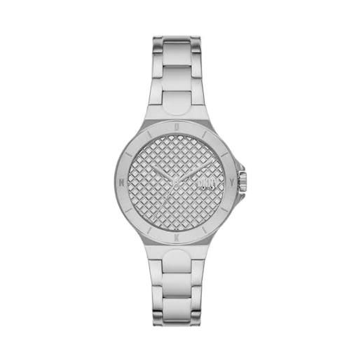 DKNY orologio per donna, movimento a tre lancette chambers, orologio in acciaio inossidabile con cassa da 34 mm, argento (silver)