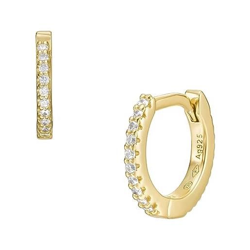 Fossil orecchini a cerchio da donna all stacked up, argento placcato oro, jfs00630710