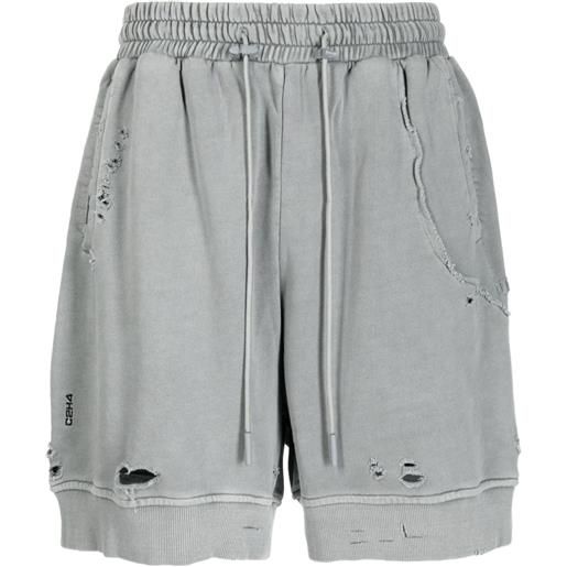 C2h4 shorts sportivi con effetto vissuto - grigio