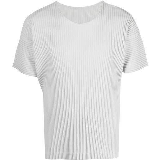 Homme Plissé Issey Miyake t-shirt a coste - grigio