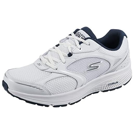 Skechers 220371 wnv, scarpe da ginnastica uomo, tessuto in pelle bianca e blu navy, 48 eu