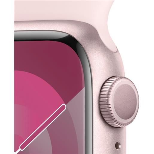 Apple watch series 9 gps cassa 41mm in alluminio rosa con cinturino sport rosa confetto - s/m