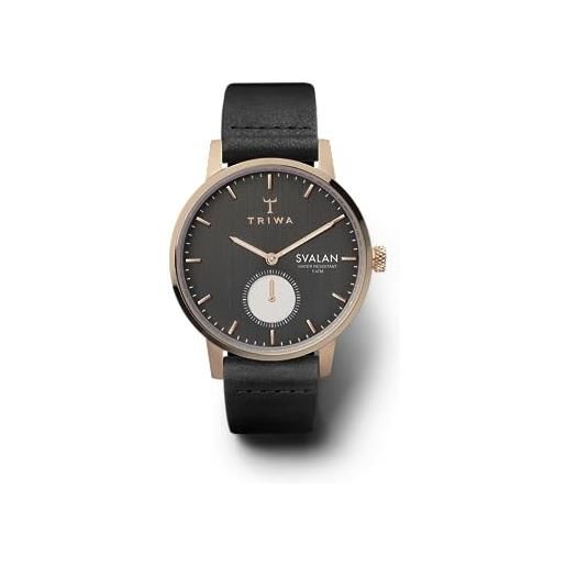 TRIWA - orologio svalan super slim da donna, design svedese, pelle noir nero, classico