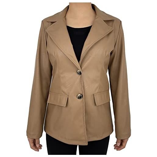 JOPHY & CO. giacca donna blazer a due bottoni in ecopelle casual (cod. 6596) (xl, camel)