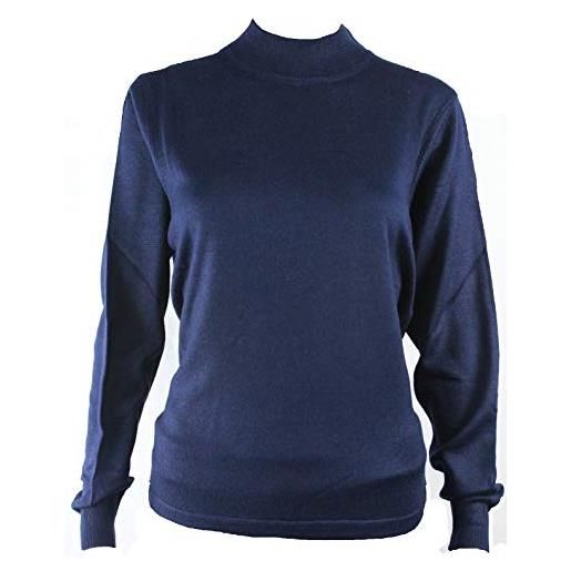 Profili di toscana. Maglia donna mezzo collo. Made in italy. 80% lana merinos. Lupetto (l, blu)