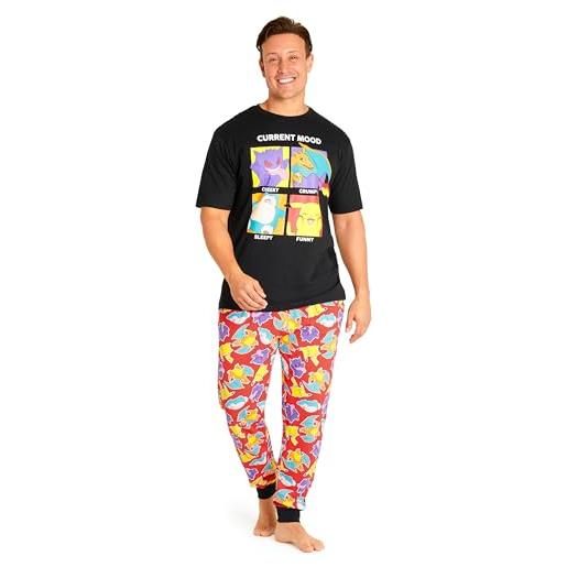 Pokemon pigiama uomo - pigiama uomo lungo cotone - pigiami uomo divertenti taglie forti s-3xl (multicolore/nero, 3xl)
