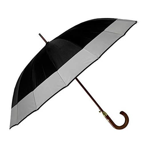 Palucart ombrello maxi grande da uomo e donna - antivento, automatico, manico e asta effetto legno, 16 stecche (nero)