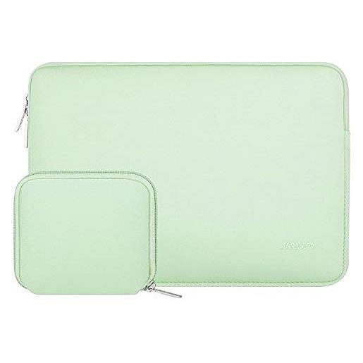 MOSISO laptop sleeve compatibile con mac. Book air 15 m2 a2941 2023/pro 15 touch bar, 15 surface laptop 5/4/3, dell xps 15 plus, hp stream 14, neoprene borsa custodia con piccolo case, verde melata
