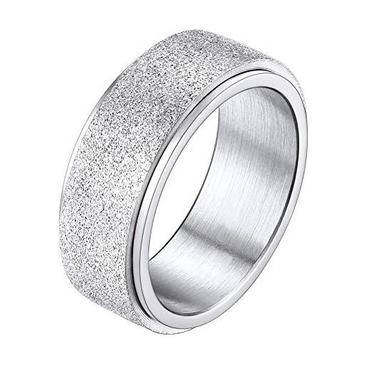 Richsteel anello rotante anti-stress argento superficie con particelle di sabbia fine per uomo anello girevole personalizzabile nome regalo creativo misura it 17