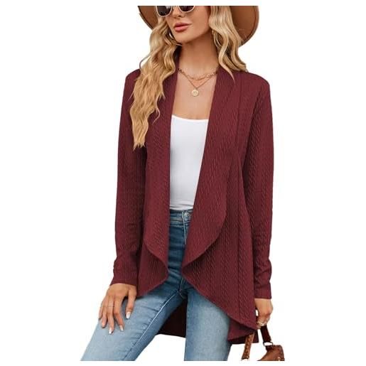 KYZTMHC cappotto da donna aperto sul davanti 2023 giacca outwear drappeggiata autunnale con risvolto tinta unita abiti cardigan maxi slim (color: red, size: xl)
