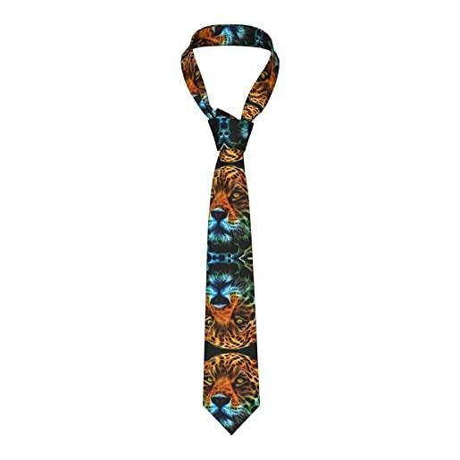 MQGMZ cravatte da uomo incandescente stampa leopardo cravatte lunghe classiche mens formali affari cravatte per, leopardo incandescente, taglia unica
