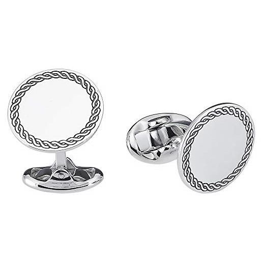 Vinani gemelli di design rotondo corda cerchio annerito lucido argento sterling 925 abito da uomo camicia 2mac, argento sterling