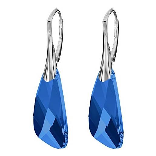 PANDA LUXURY JEWELLERY orecchini donna argento 925 - molti colori - orecchini pendenti con cristalli - gioielli donna unici - gioielli con cristalli - orecchini con scatola regalo (capri blue)