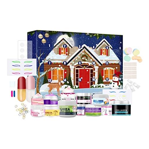 Ozgkeechristmas beauty gift box calendario dell'avvento di natale beauty blind box con adesivo per unghie e crema per il viso ottimo regalo di natale per la famiglia