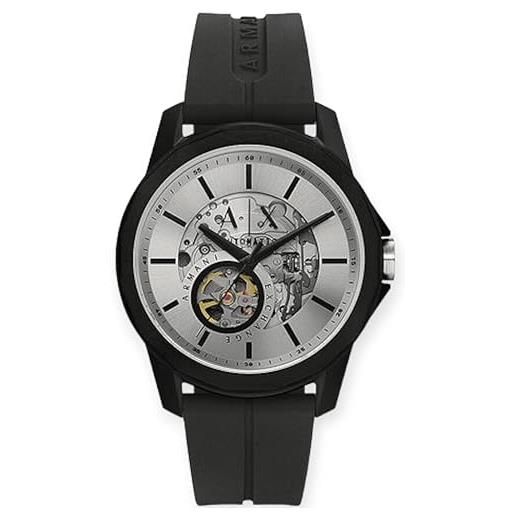 Armani Exchange orologio da uomo, movimento a tre lancette, cassa in nylon nero da 44 mm con cinturino in silicone, ax1726