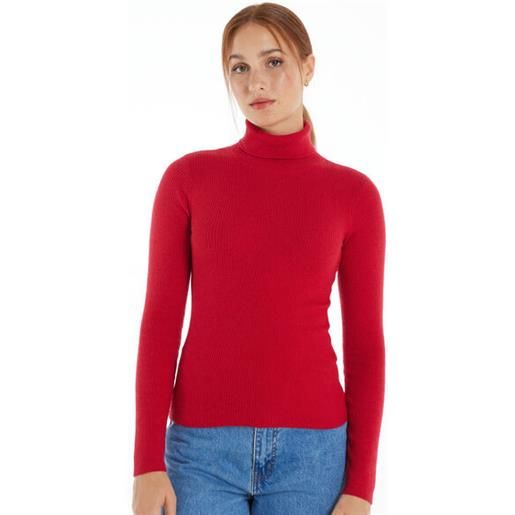 Tezenis maglia pesante manica lunga collo alto costine con lana donna rosso