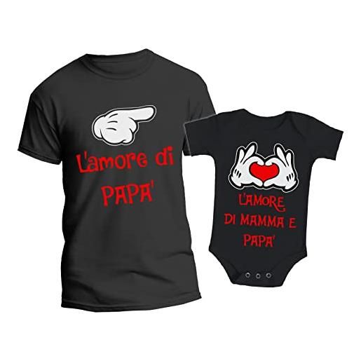 t-shirteria coppia maglietta e body neonato - maschietto - l'amore di papà - coordinato - neo papa - figlio - set - coordinato - uomo - idea regalo - neonato - abbinate
