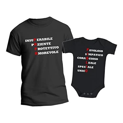 t-shirteria coppia tshirt e body neonato - padre figlio - papà fantastico - bimbo fantastico - set - coordinato - uomo - idea regalo - abbinate - primo anno - dad son