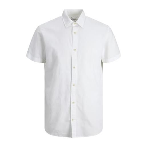 JACK & JONES jjesummer shirt s/s s23 sn camicia, white/fit: slim fit, m uomo
