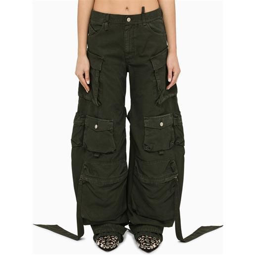 The Attico pantalone cargo verde scuro in cotone