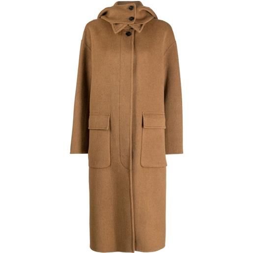 STUDIO TOMBOY cappotto monopetto con cappuccio - marrone
