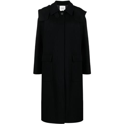 STUDIO TOMBOY cappotto monopetto con cappuccio - nero