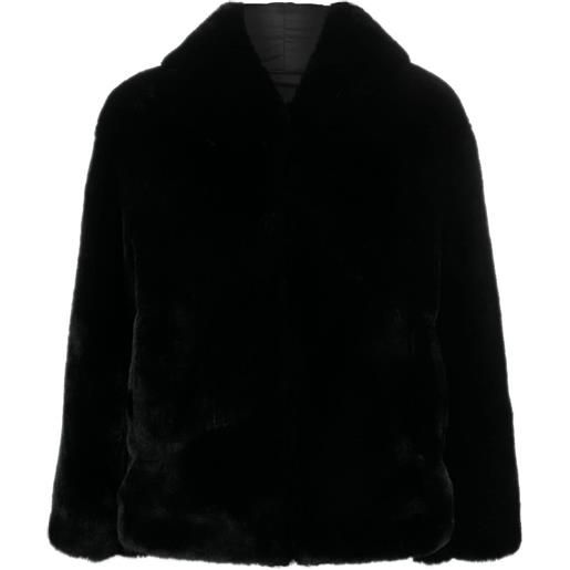 Claudie Pierlot giacca in finta pelliccia con cappuccio - nero