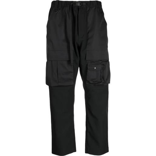White Mountaineering pantaloni crop con vita elasticizzata - nero