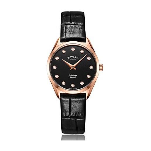 Rotary orologio da donna ultra sottile in oro rosa con diamanti ls08014/04/d