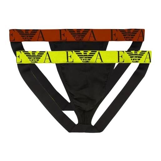 Emporio Armani underwear men's 2-pack bold monogram jockstrap, sospensorio uomini, marine/marine, 