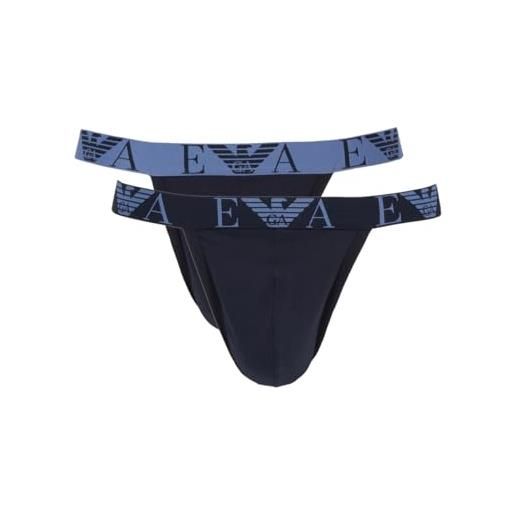Emporio Armani underwear men's 2-pack bold monogram jockstrap, sospensorio uomini, marine/marine, 