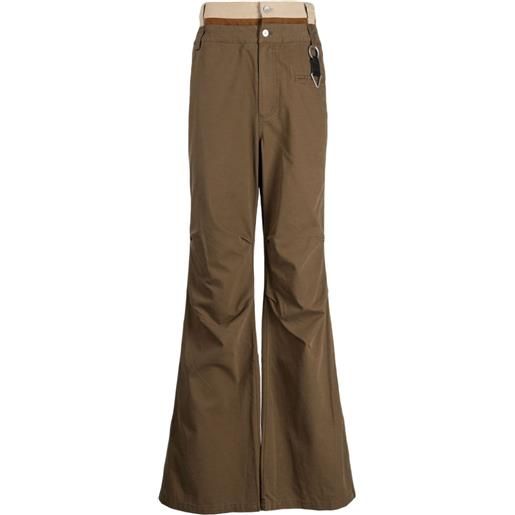 C2h4 pantaloni svasati con doppia vita - marrone
