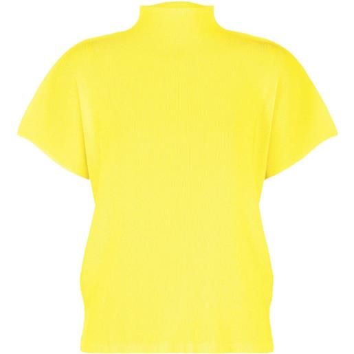 Pleats Please Issey Miyake t-shirt a collo alto - giallo